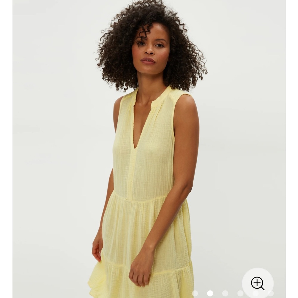 Michael Stars Daisy Gauze Dress Lemon- lime shade- 100% cotton- tiny flaw - Picture 14 of 16